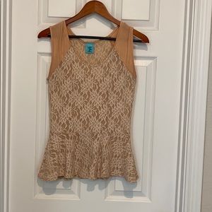 Blush floral print peplum top